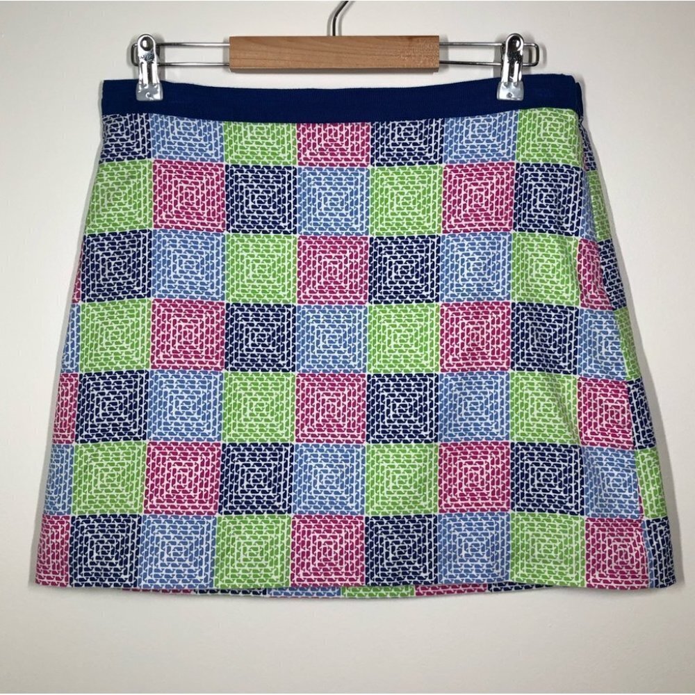 Vineyard Vines Colourful Whale Squares Skirt Size 8